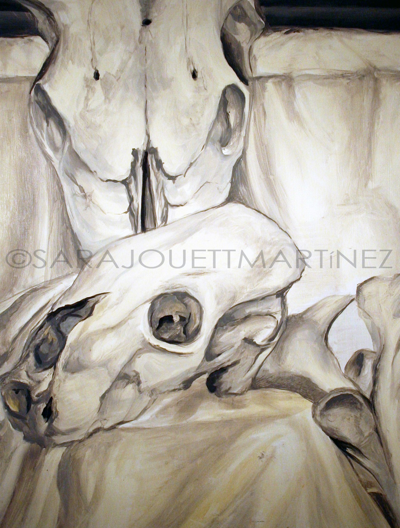 1343x1770 Bone On Bone Oil Painting On Paper - Bone Painting