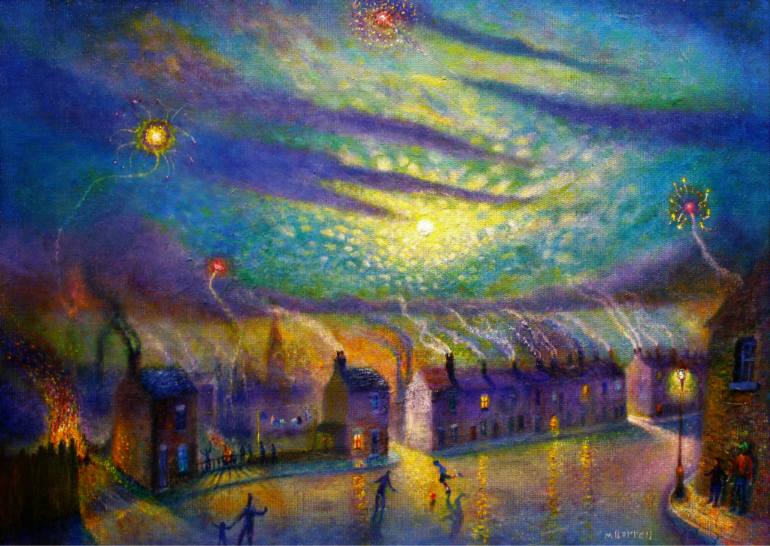 770x546 Saatchi Art Bonfire Night Painting By Mark Burrell - Bonfire Painting