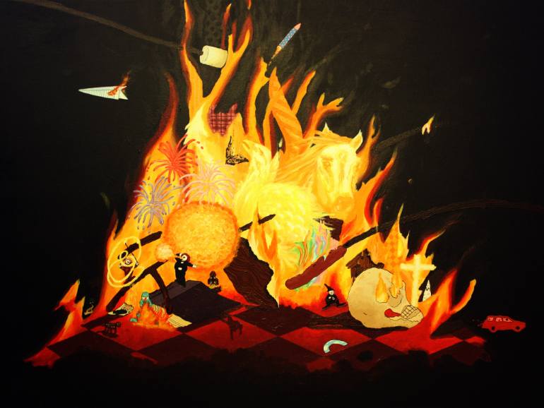 770x578 Saatchi Art Bonfire Painting By Lisa Ng - Bonfire Painting