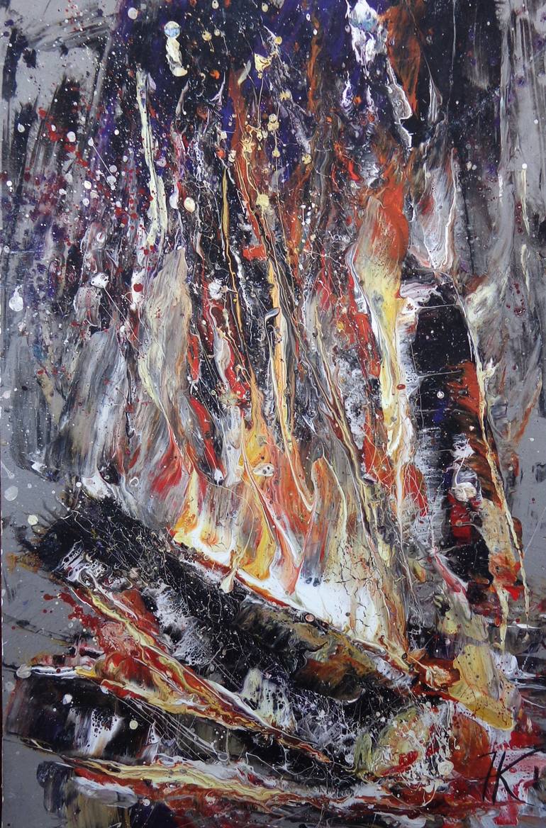 770x1168 Saatchi Art Bonfire Painting By Nadezda Kolesnikova - Bonfire Painting