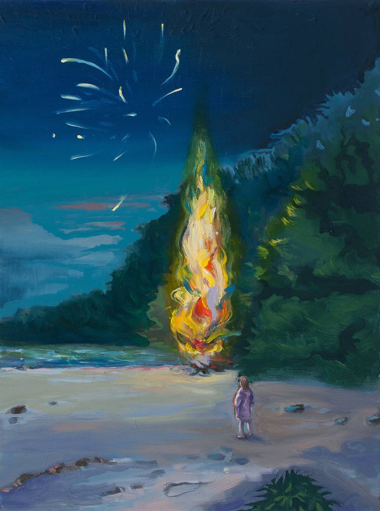 770x1035 Saatchi Art Midsummer Bonfire Painting By Trine Churchill - Bonfire Painting