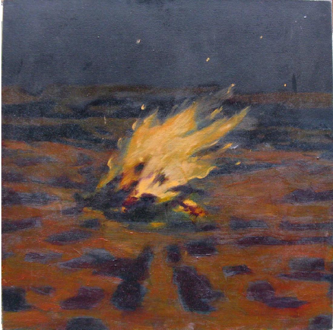 1100x1091 Tom Costa Oil On Canvas Bonfire Abstract Painting - Bonfire Painting