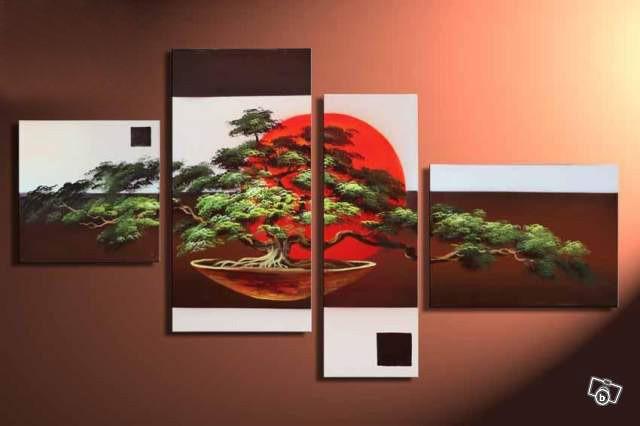 640x426 Japanese Bonsai Tree 4 Piece Wall Art Free Shipping Amp Framed - Bonsai Tree Painting