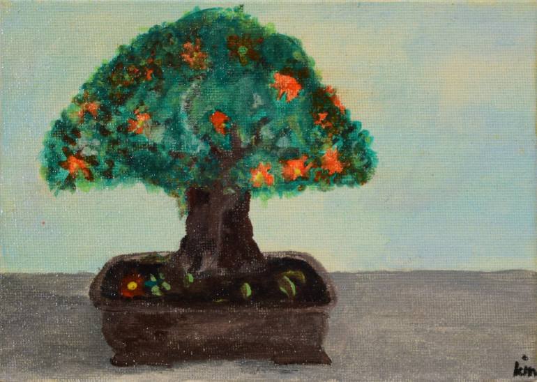 770x548 Saatchi Art Bonsai Tree Painting By Grzegorz Tomasiak - Bonsai Tree Painting