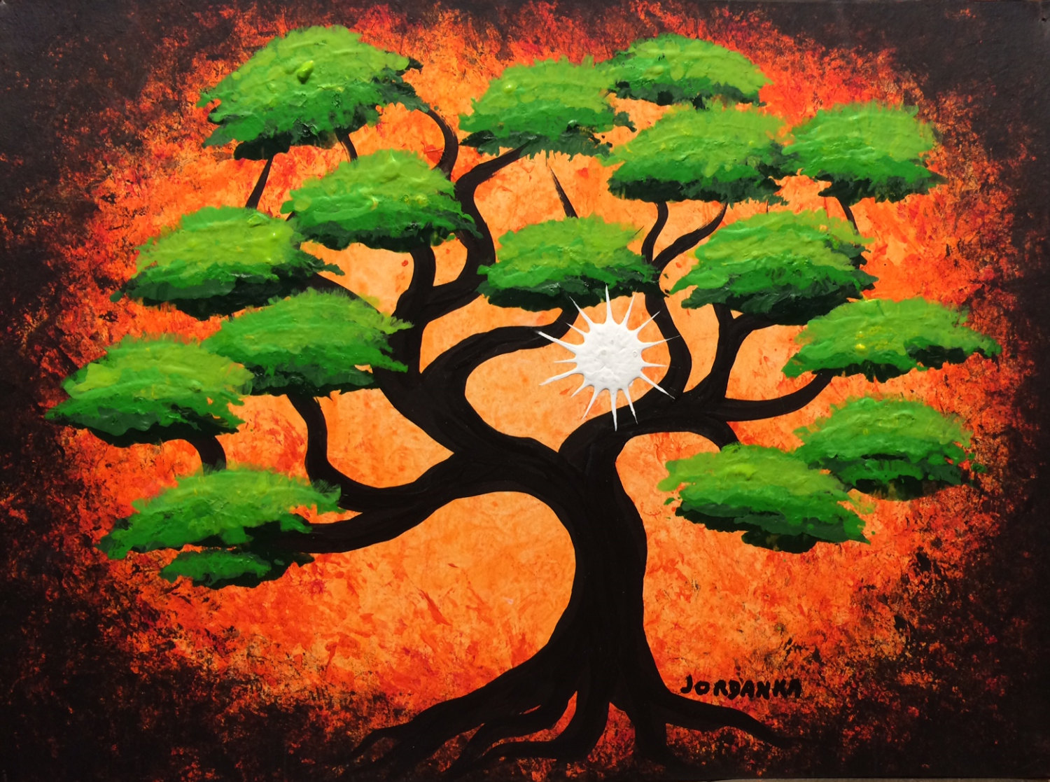 1500x1117 Tree Painting Bonsai Tree Sun Original Fine Art Acrylic - Bonsai Tree Painting