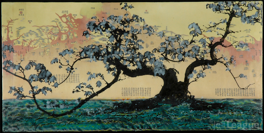 900x453 Zen Tree Encaustic Painting 18 X 36 Sold Jeff League - Bonsai Tree Painting