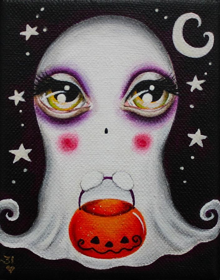 706x900 Halloween Boo By Jordana Hawen - Boo Painting