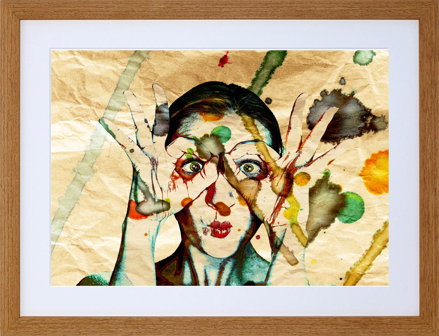 1800x1376 Peek Boo Paint Splash Framed Frame Mount Picture Poster Art Print - Boo Painting