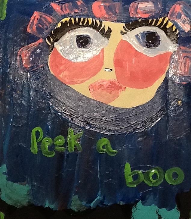 635x727 Peek A Boo Painting By Suzi Gould - Boo Painting