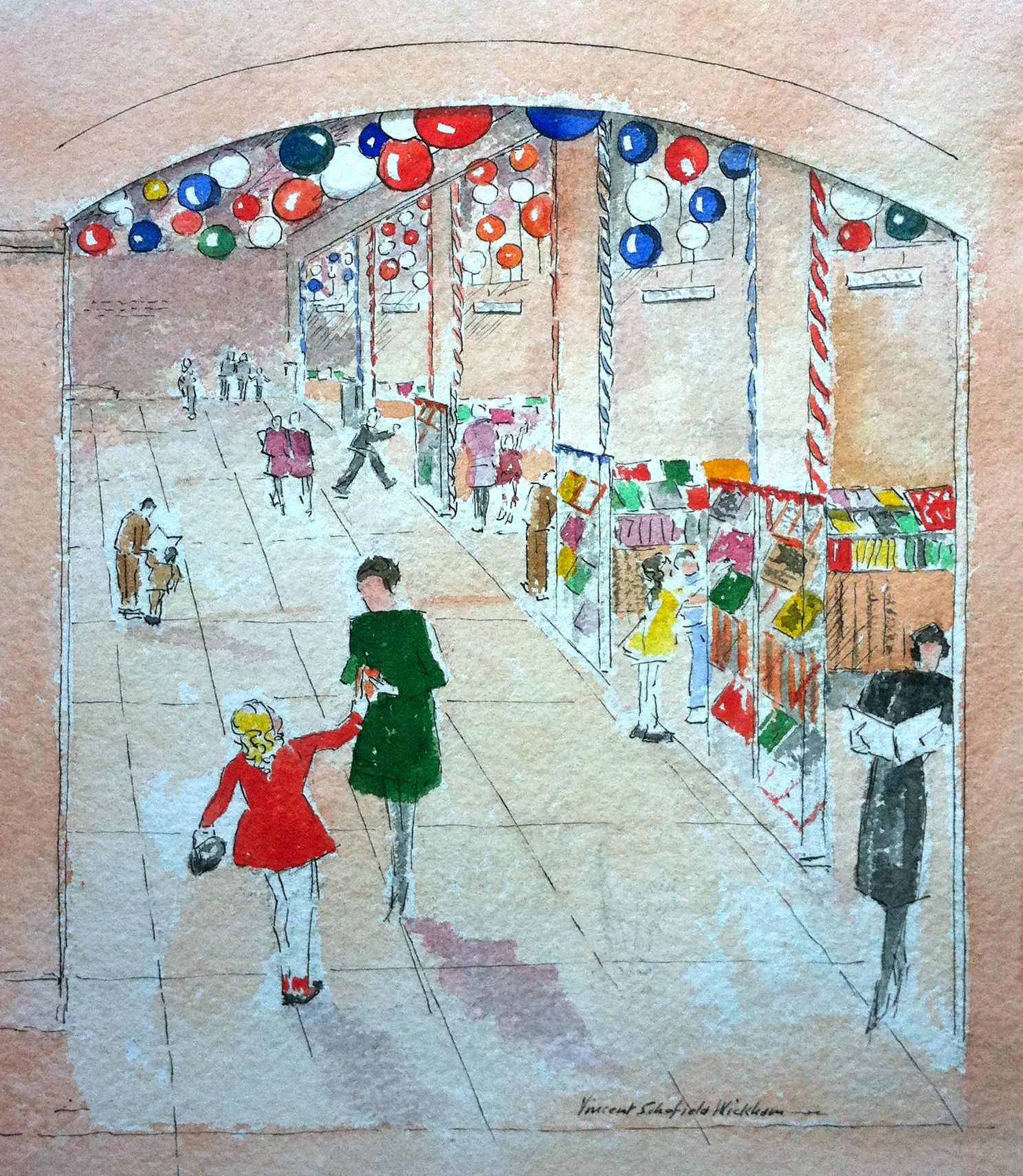 1488x1710 Filenew York Times Book Fair, C. 1940, By Vincent Schofield - Book Fair Painting