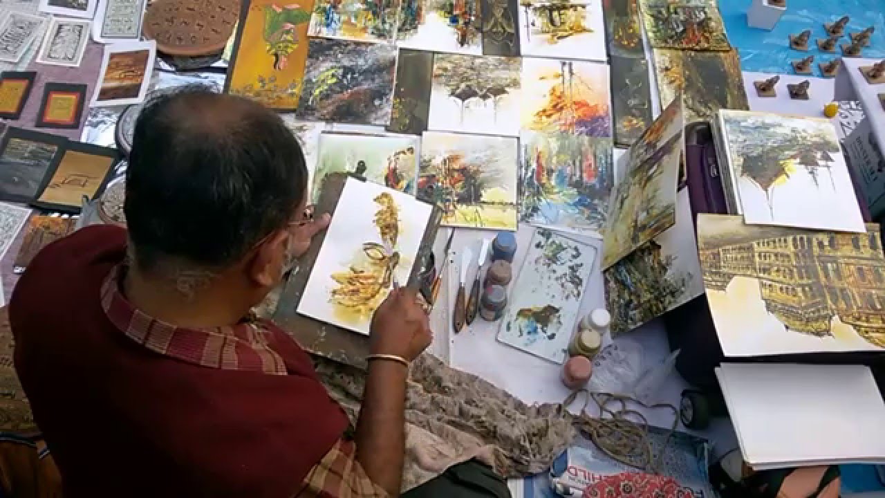 1280x720 Kolkata Book Fair 2016 Oil Painting - Book Fair Painting