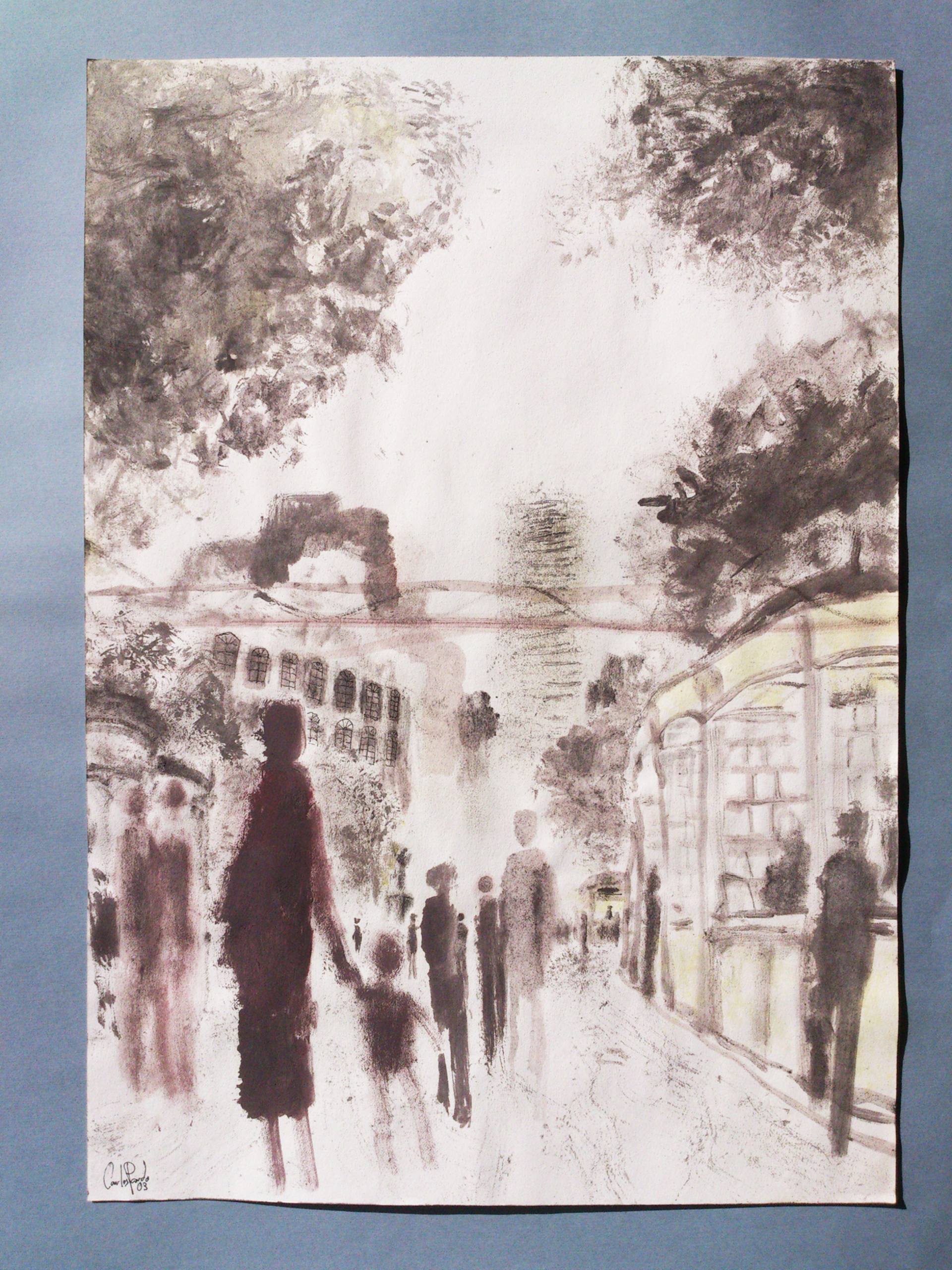 1920x2560 Saatchi Art First Visit To The Book Fair Drawing By Carlos Pardo - Book Fair Painting