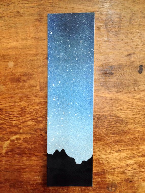 570x760 Starry Sky Bookmark, Night Sky Watercolor, Watercolor Landscape - Bookmark Painting