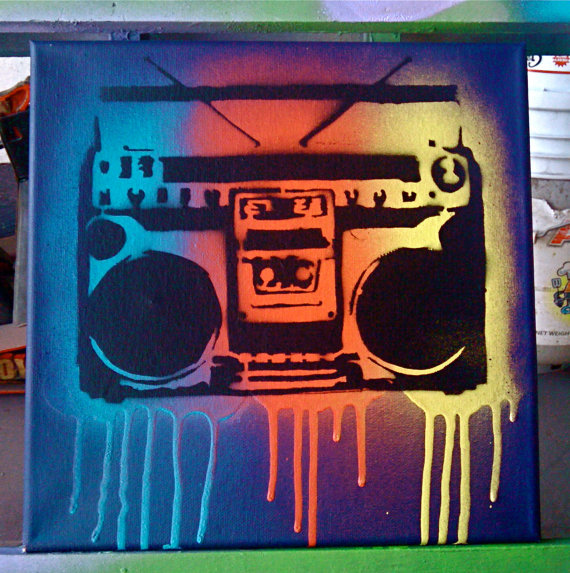 570x573 Items Similar To Boombox Stencil (Purple) On Etsy - Boombox Painting