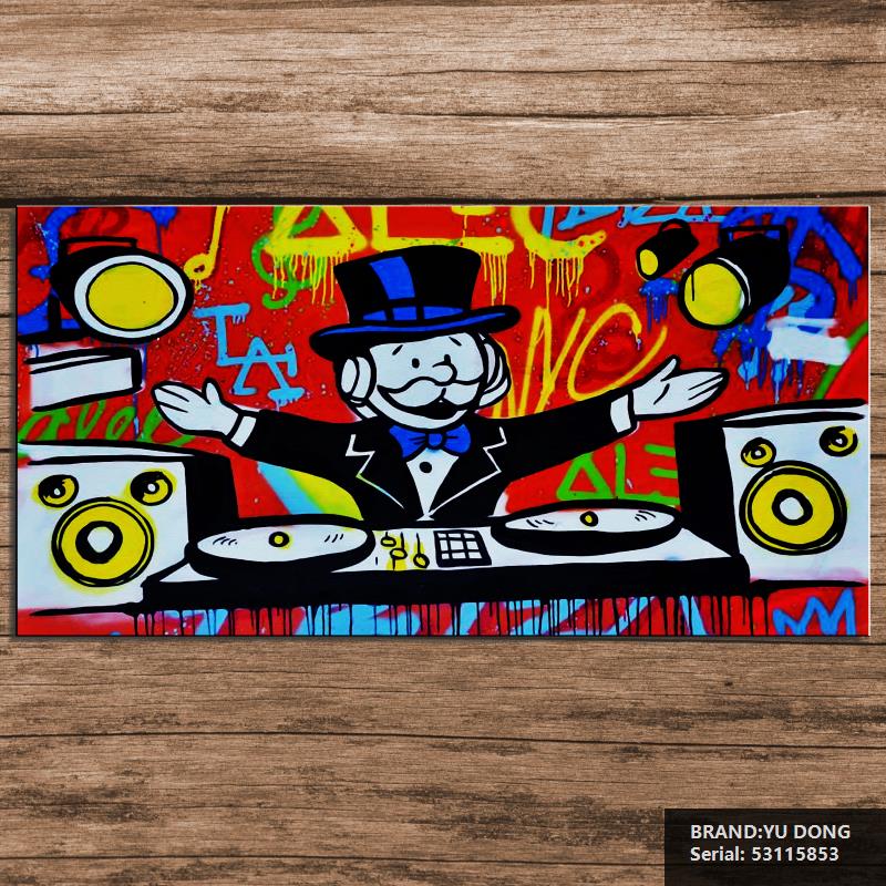 800x800 Music Alec Monopoly Graffiti Mr Brainwashart Print Canvas For Wall - Boombox Painting