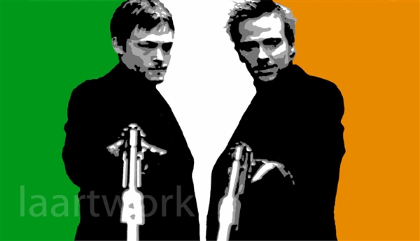 600x345 Boondock Saints With Guns Movie Art Canvas Poster Print - Boondock Saints Painting