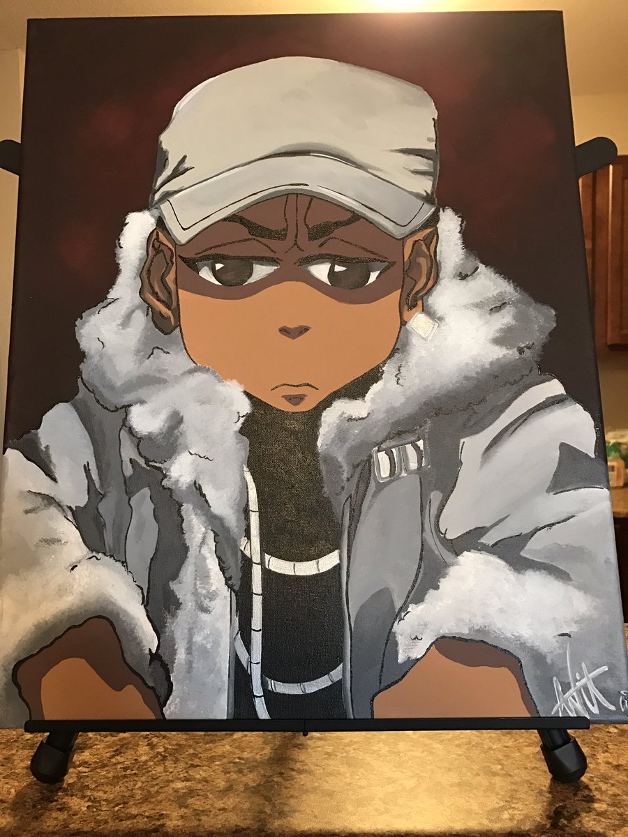 900x1200 Walking Brand. On Twitter Completed ! 16x20 Acrylic - Boondocks Riley Painting