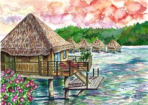 300x214 Bora Bora Painting By Michelle Leboeuf - Bora Bora Painting