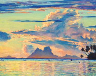375x299 Saatchi Art Pastel Sunset, Bora Bora 2017 Painting By Melanie Dupre - Bora Bora Painting