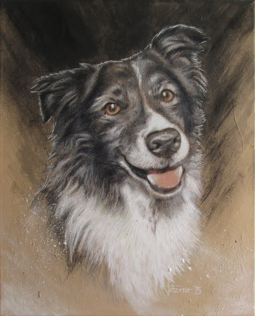 871x1080 Speed Painting Bordercollie In Acrylics And Colored Pencil - Border Collie Painting