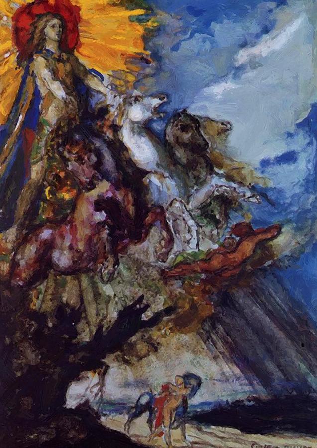 637x900 Phoebus And Boreas Painting By Moreau Gustave - Boreas Painting