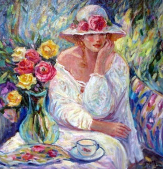 539x559 Thoughtful Moment 1999 30x30 By Irene Borg - Borg Painting