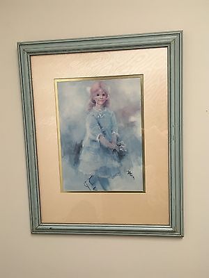 300x400 Vintage Irene Borg Painting Print Of A Victorian Little Girl,blue - Borg Painting