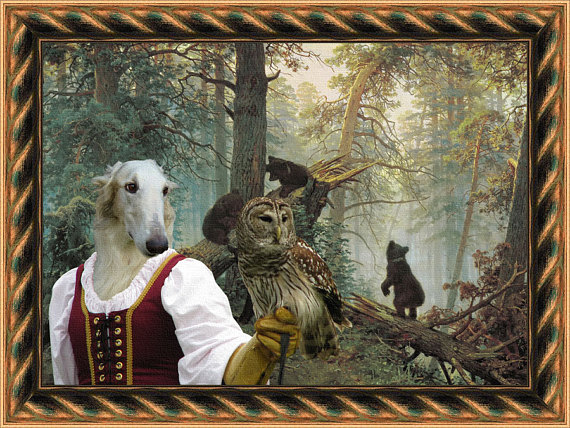 570x428 Borzoi Art Borzoi Dog Print Russian Wolfhound Gift Canvas - Borzoi Painting