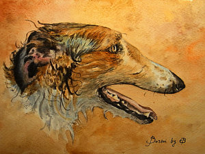 300x225 Borzoi Dog Painting By Juan Bosco - Borzoi Painting