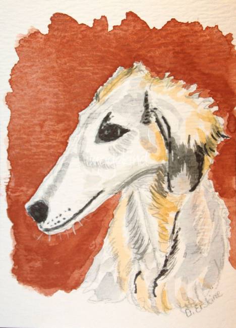 468x650 Borzoi By Deborah Erskine - Borzoi Painting