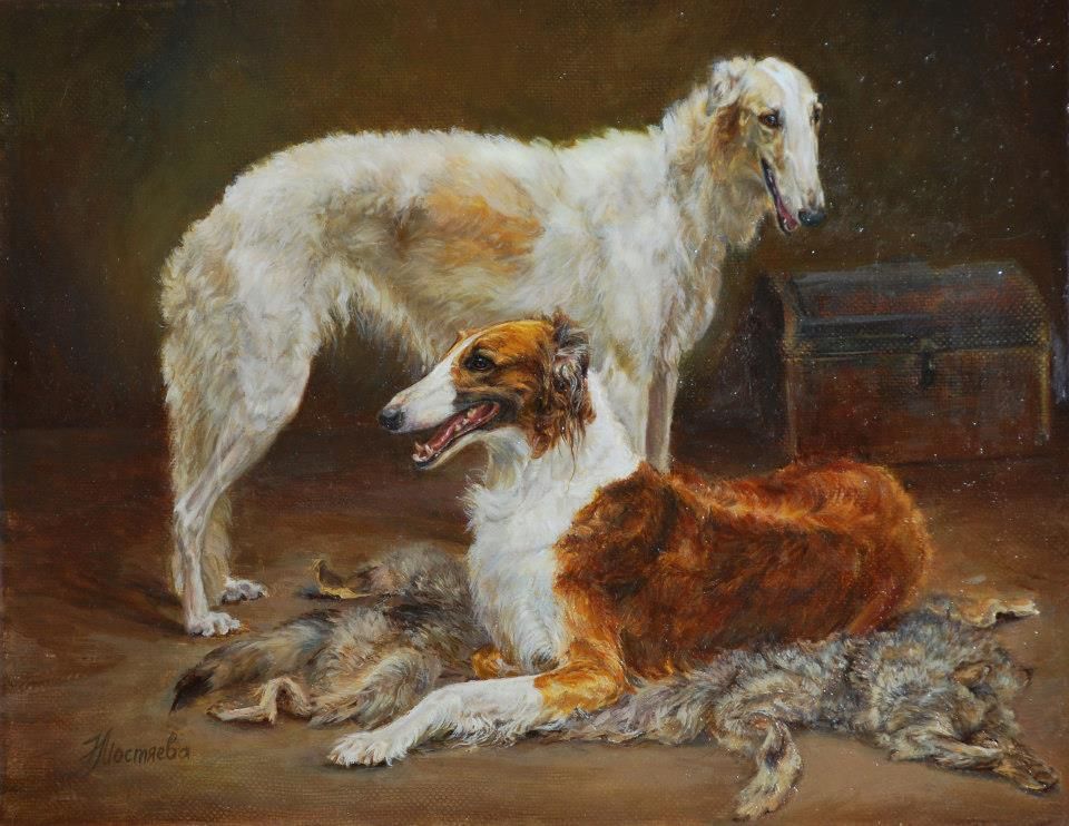 960x742 Borzoi Dogs Resting. Painting Creatures Great And Small - Borzoi Painting