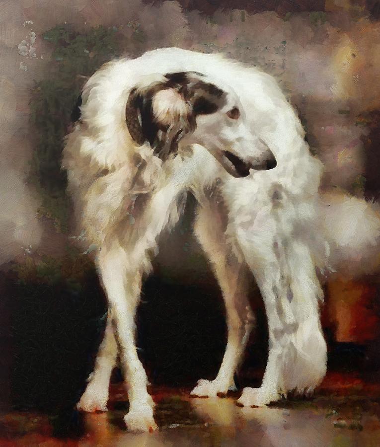 765x900 The Borzoi Uturn Painting By Janice Maclellan - Borzoi Painting