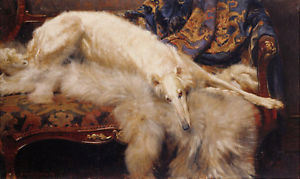 300x179 Borzoi Dog Lady Of Quality Painting By Philip H. Calderon - Borzoi Painting