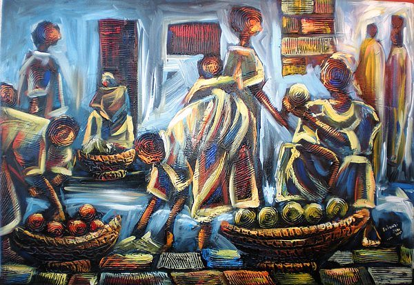 600x413 My Blue Painting By Jean Bosco Bakunzi - Bosco Painting