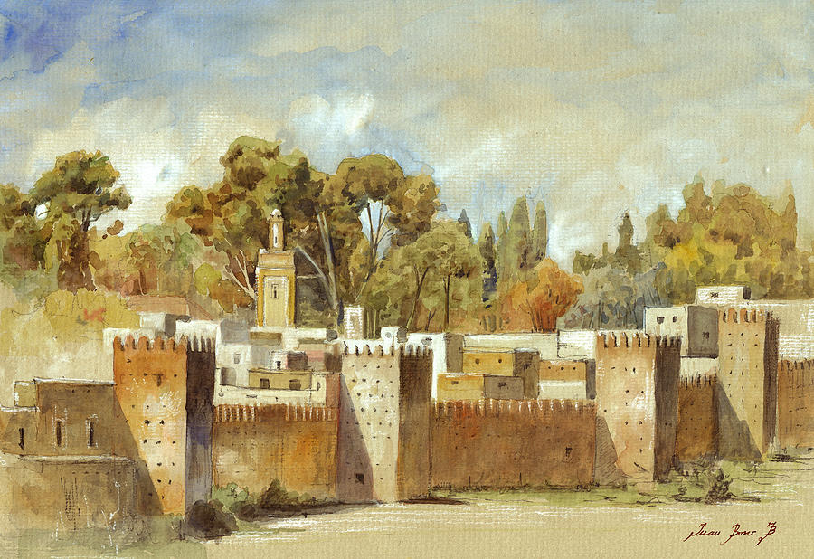 900x618 Fes Morocco Orientalist Painting Painting By Juan Bosco - Bosco Painting