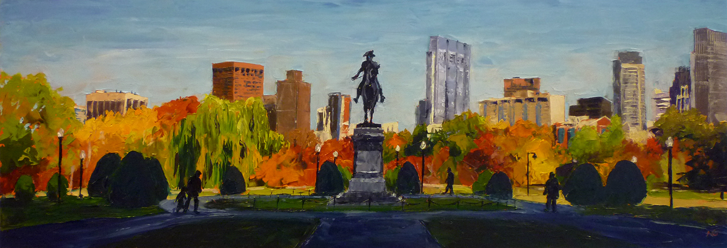 1428x487 Ann Gorbett Palette Knife Painting Entering Boston's Public Garden - Boston Common Painting