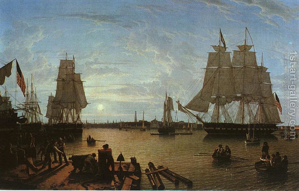 1000x639 Boston Harbor As Seen From Constitution Wharf Robert Salmon - Boston Harbor Painting