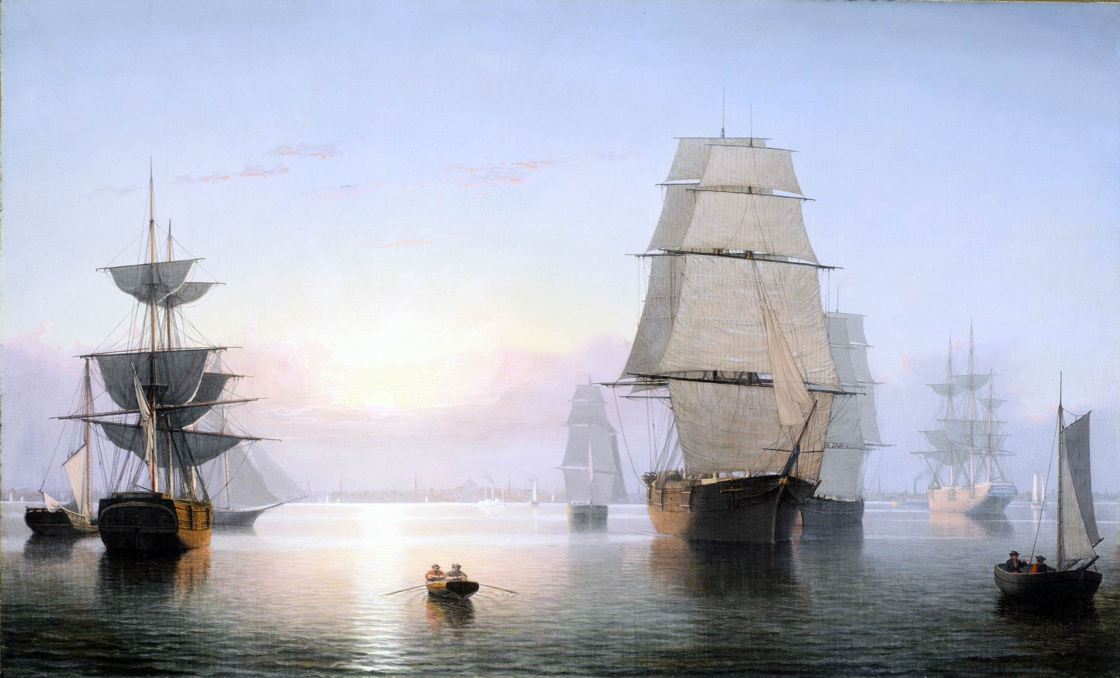 2250x1362 Fitz Henry Lane Boston Harbor, Sunset, (Inv. 242 - Boston Harbor Painting