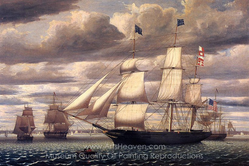 820x548 Reproduction Painting Fitz Hugh Lane Clipper Ship Southern Cross - Boston Harbor Painting