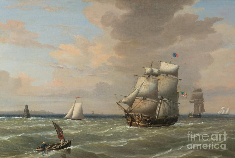 900x608 Ships Leaving Boston Harbor Painting By Fitz Henry Lane - Boston Harbor Painting