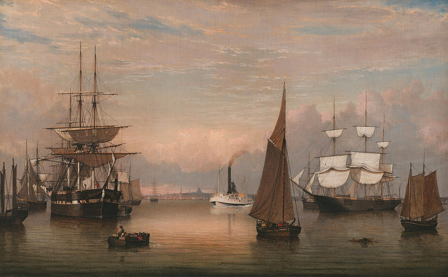 900x557 Boston Harbor Painting By Fitz Henry Lane - Boston Harbor Painting