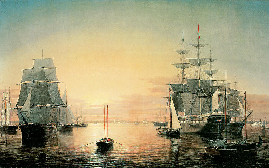 900x562 Boston Harbor Painting By Fitz Hugh Lane - Boston Harbor Painting
