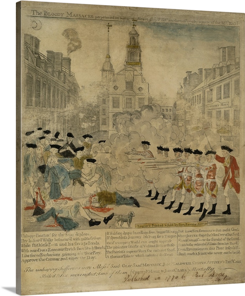 829x1000 The Boston Massacre Engraving By Paul Revere Wall Art, Canvas - Boston Massacre Painting