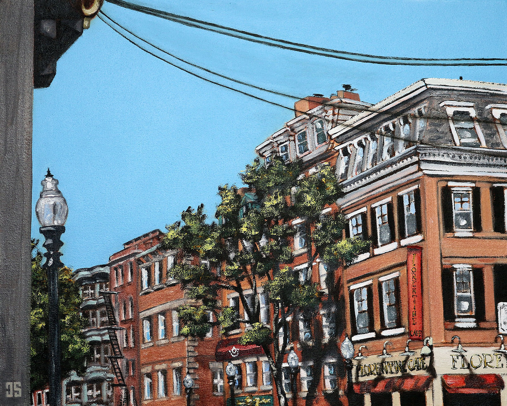 1024x821 Little Italy, Boston Oil Painting Of Little Italy (North - Boston Oil Painting