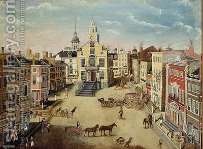400x293 Old State House Boston 1801 James Brown Marston Reproduction 1st - Boston Oil Painting