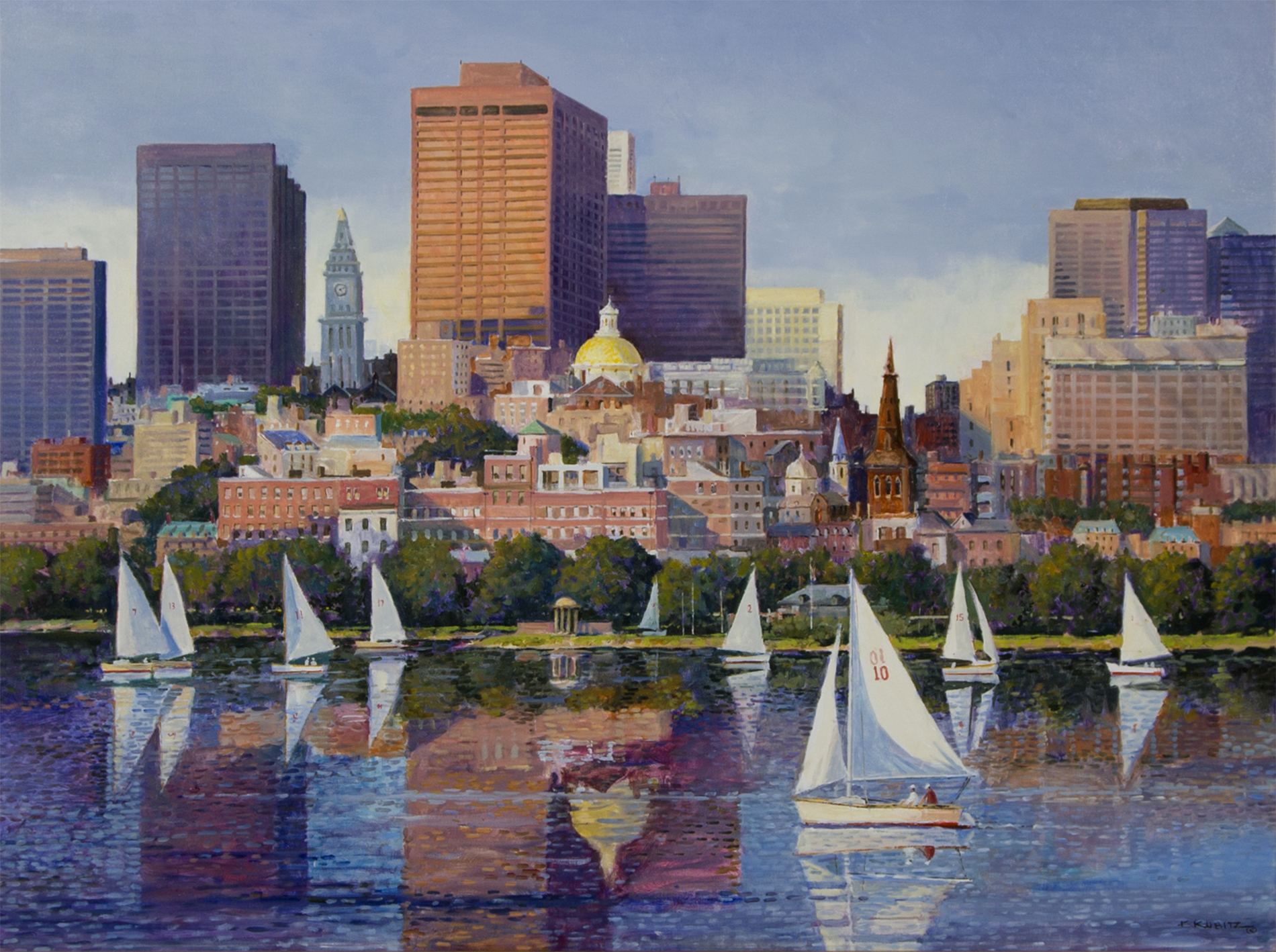 1900x1418 City Scape (From Across The Charles River, Boston) - Boston Painting