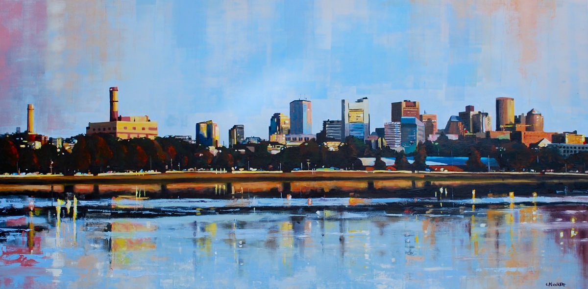 1200x591 Cityscape Oil Paintings Sunrise - Boston Painting