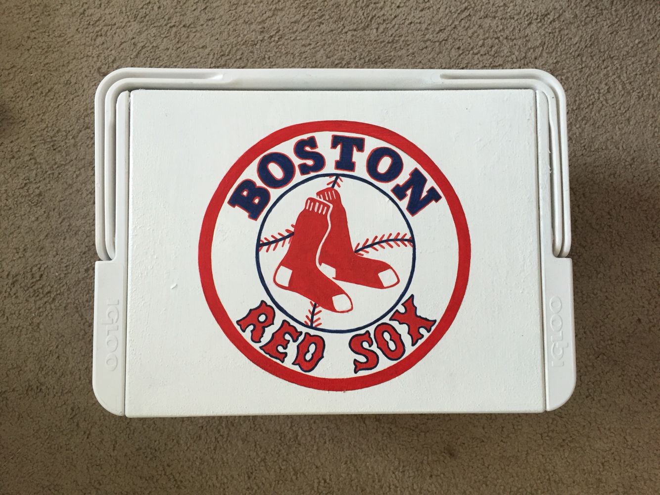 1334x1000 Boston Red Sox Painted Cooler College Bound Kids Painted - Boston Red Sox Painting