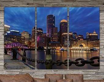 340x270 Boston Skyline Etsy - Boston Skyline Painting