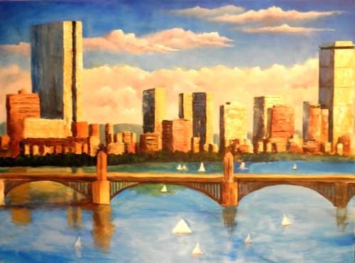 500x371 Second Stage On Boston Skyline Piece - Boston Skyline Painting